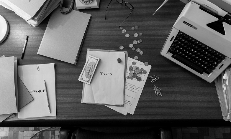 Tax documents on a desk